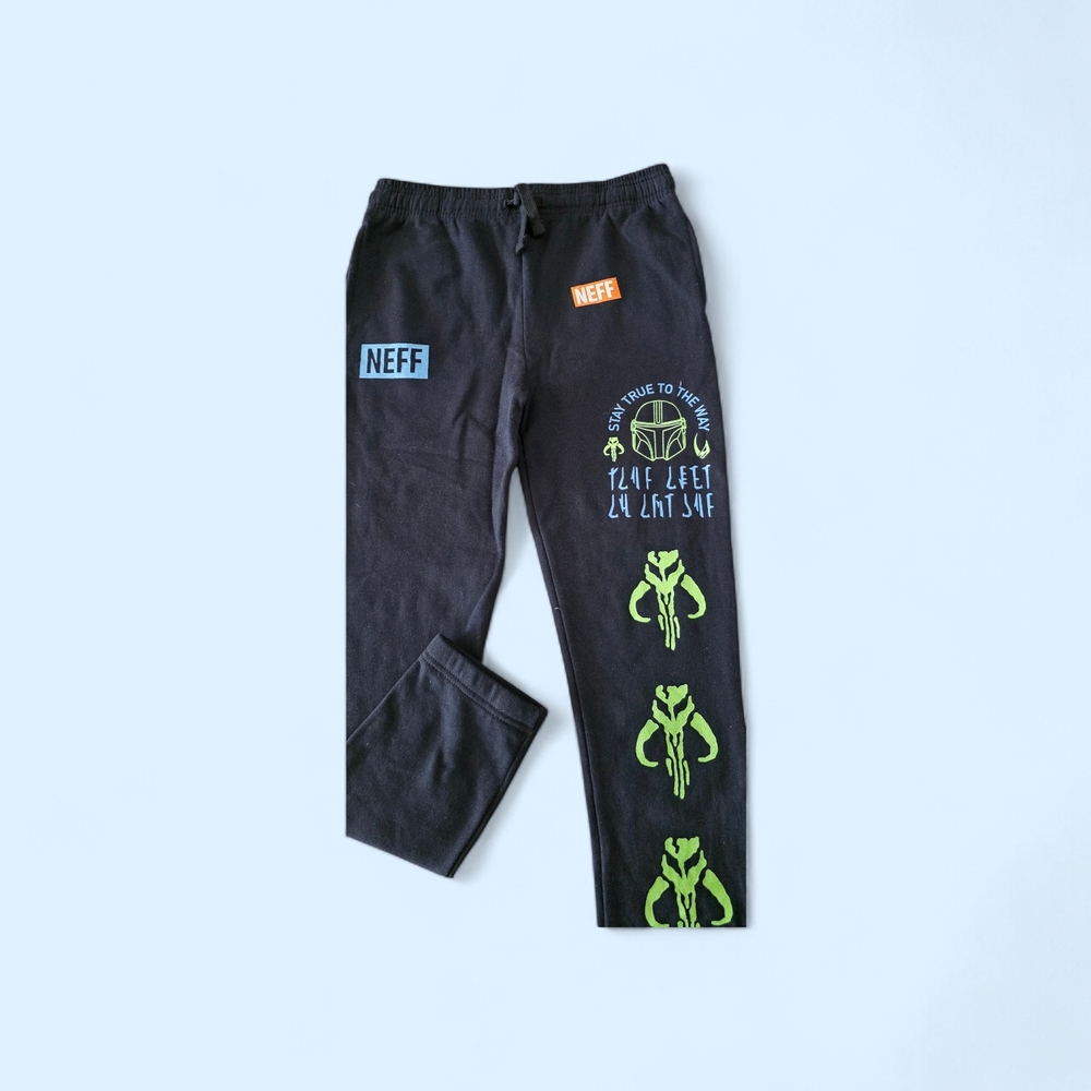 Neff Black Joggers with Green and Blue Accents Star Was Boys Large Nwt